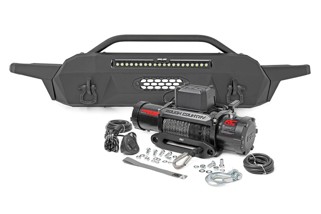 Front Bumper | Hybrid | 20" Blk LED | 9500-Lb Winch Syn | Toyota Tacoma (16-23)