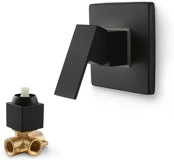 SHOWER CONTROL HANDLE (POP) BLACK - SKOWLL Shower Valves Wall Mount Copper Faucet Shower Rough-In Valve Bathroom Trim Kit Single Handle Tub Shower Valve Mixer, Matte Black