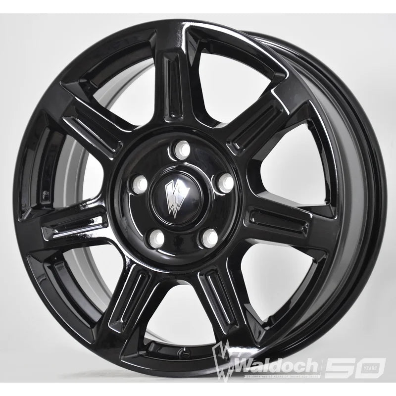 FLUX 16 X 6.5 ALL BLACK GLOSSY - 84.1  OFFSET 5X130  84.1CB