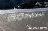 1.82" X 14" 50 YEARS WALDOCH SL24 LOGO 3D CHROME / TITANIUM / SATIN CLEARCOAT