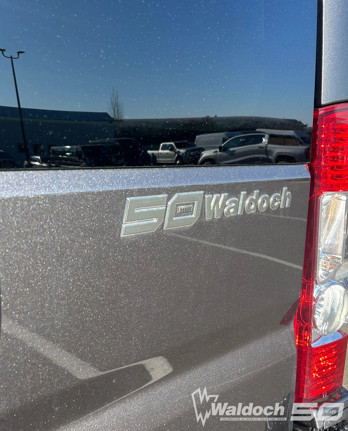 1.82" X 14" 50 YEARS WALDOCH SL24 LOGO 3D CHROME / TITANIUM / SATIN CLEARCOAT