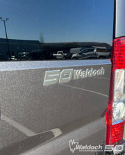 1.82" X 14" 50 YEARS WALDOCH SL24 LOGO 3D CHROME / TITANIUM / SATIN CLEARCOAT