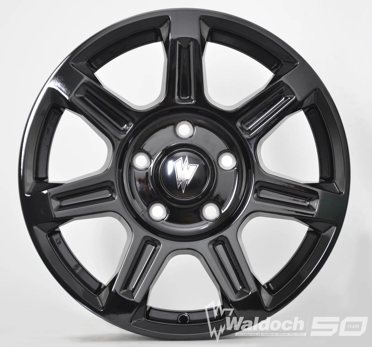 FLUX 17 X 6.5 ALL BLACK GLOSSY - 84.1  OFFSET 5X130  84.1CB