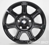 FLUX 17 X 6.5 ALL BLACK GLOSSY - 84.1  OFFSET 5X130  84.1CB