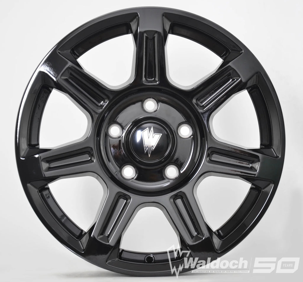 FLUX 17 X 6.5 ALL BLACK GLOSSY - 84.1  OFFSET 5X130  84.1CB