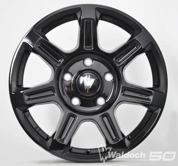 FLUX 17 X 6.5 ALL BLACK GLOSSY - 84.1  OFFSET 5X130  84.1CB