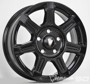 FLUX 17 X 6.5 ALL BLACK GLOSSY - 84.1  OFFSET 5X130  84.1CB