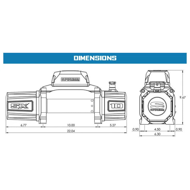 SX 10,000lbs 12V Synthetic Rope Winch - 1710201