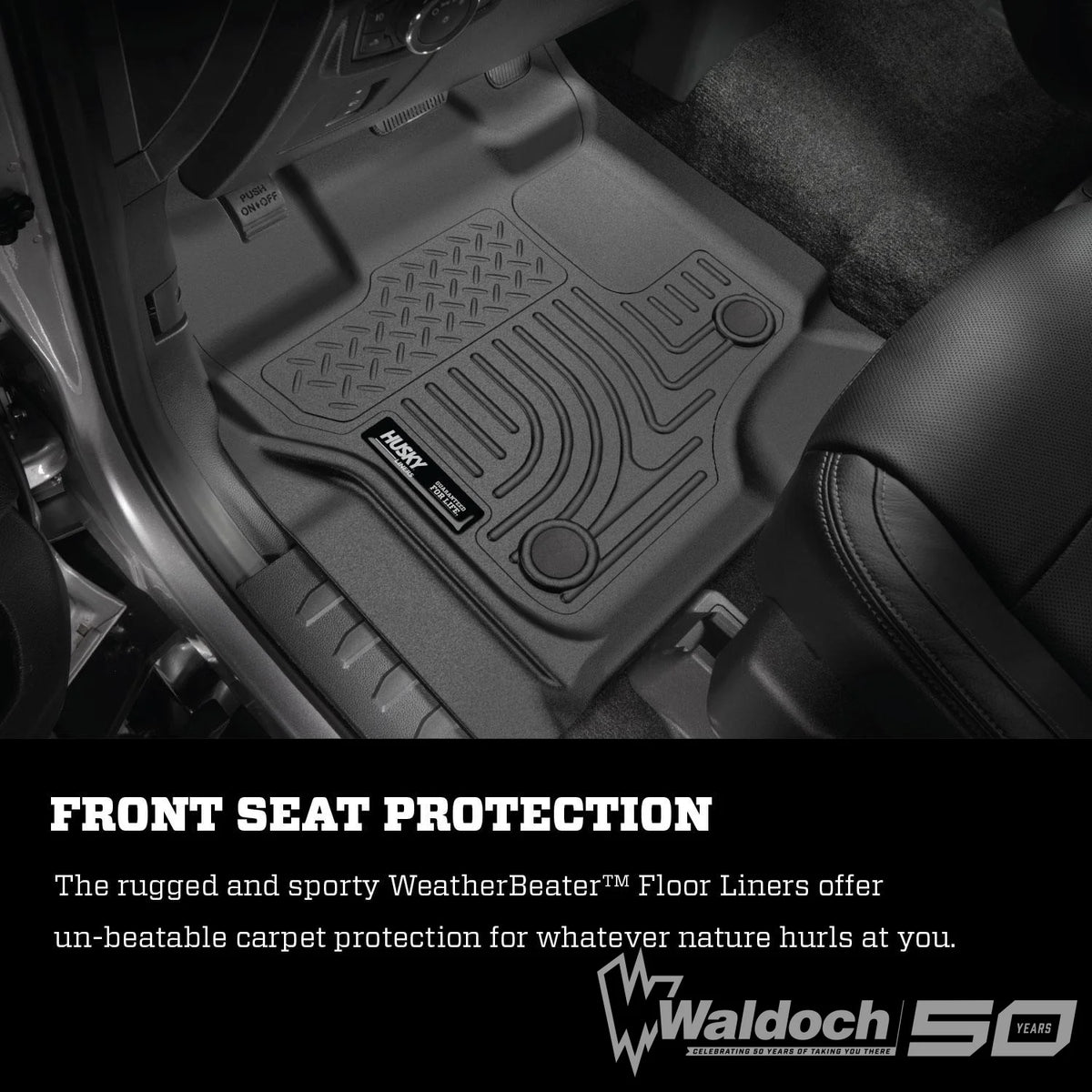 Husky Liners Weatherbeater | Fits 2015 - 2023 Ford F - 150 SuperCrew/SuperCab/Lightning, Front Row Liner, Black |