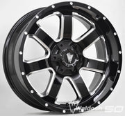 REBEL 20X9 GLOSSY BLACK AND MILLED SIDE SPOKE - 0  OFFSET 8X170  125.5CB