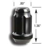Small Diameter Spline Acorn Lug Nut - 12mm x 1.50 Thread Size - Black Finish - Bulk (21138BC)