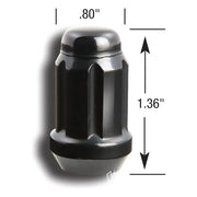 Small Diameter Spline Acorn Lug Nut - 12mm x 1.50 Thread Size - Black Finish - Bulk (21138BC)