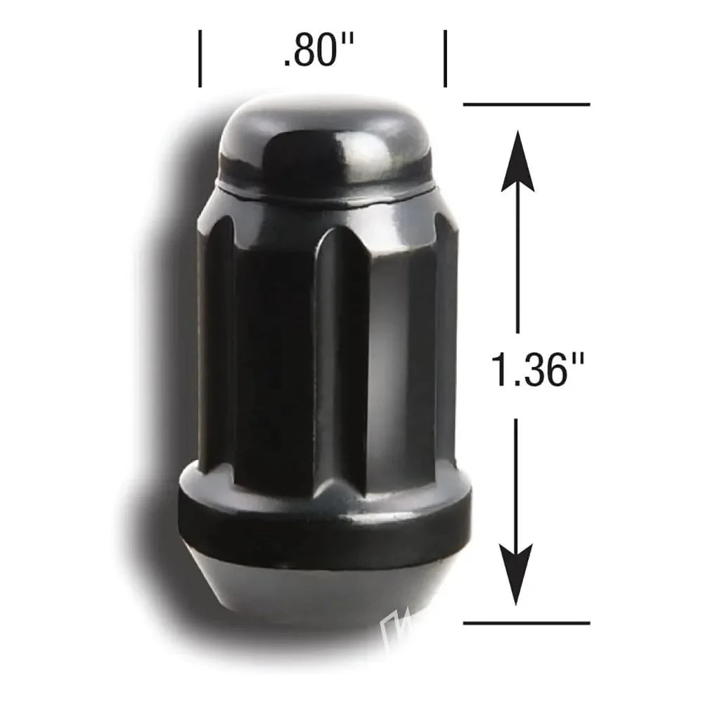 Small Diameter Spline Acorn Lug Nut - 12mm x 1.50 Thread Size - Black Finish - Bulk (21138BC)