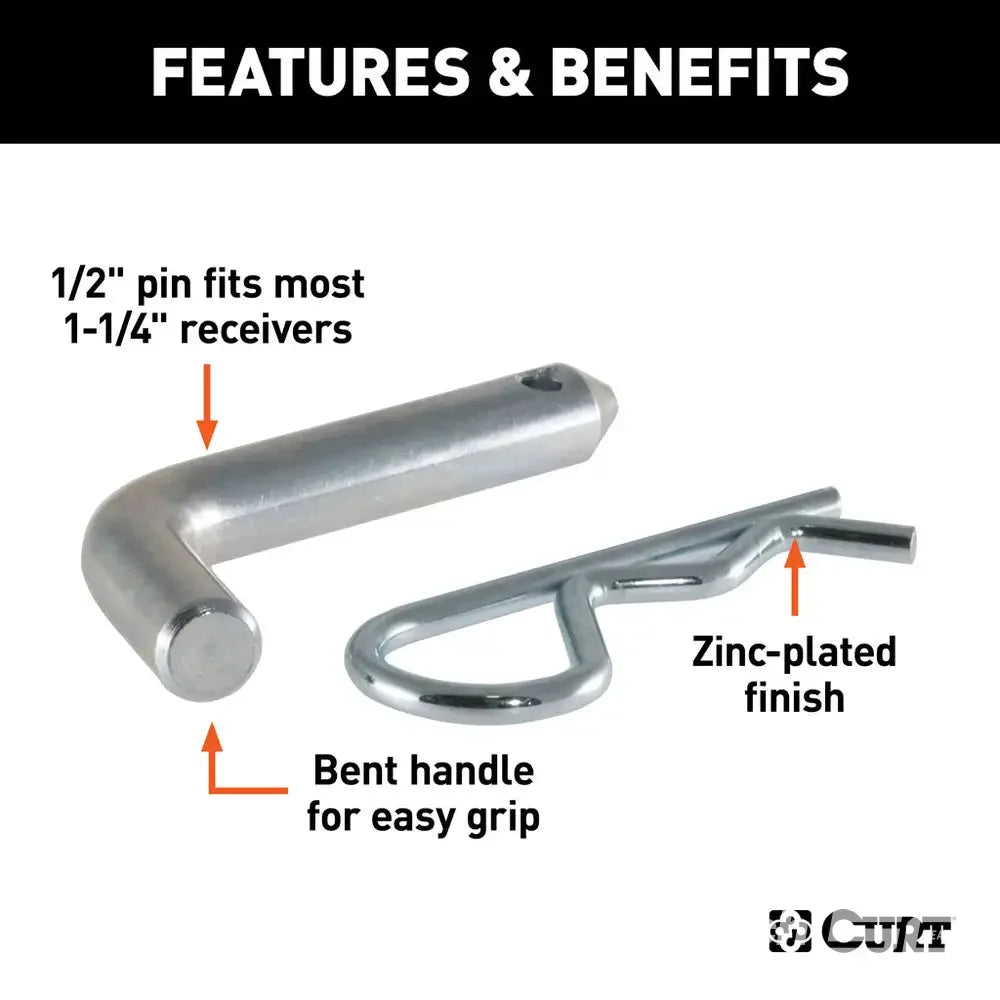 1/2" Hitch Pin (1-1/4" Receiver, Zinc, Packaged) #21401