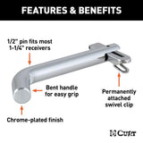 1/2" Swivel Hitch Pin (1-1/4" Receiver, Chrome, Packaged)