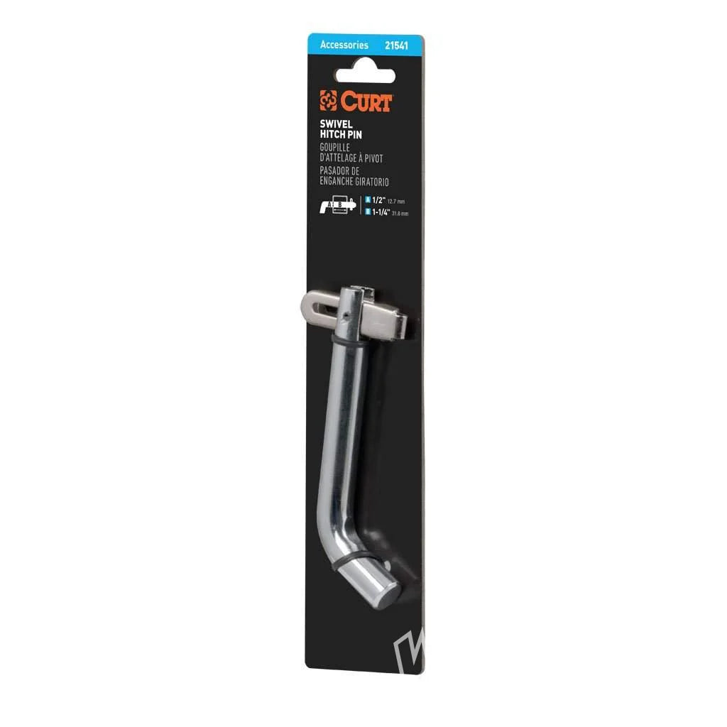1/2" Swivel Hitch Pin (1-1/4" Receiver, Chrome, Packaged)
