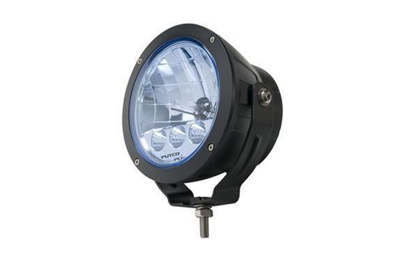 HID Off Road Lamps-HID Lamp w/3 LED DayTime Running Lights - 6" Black Housing with Blue Tinted Lens