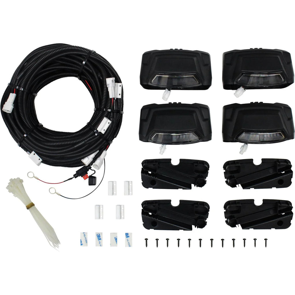 R5 LED Light Kit-Includes 4 end caps with integrated LED lights and wiring harness.