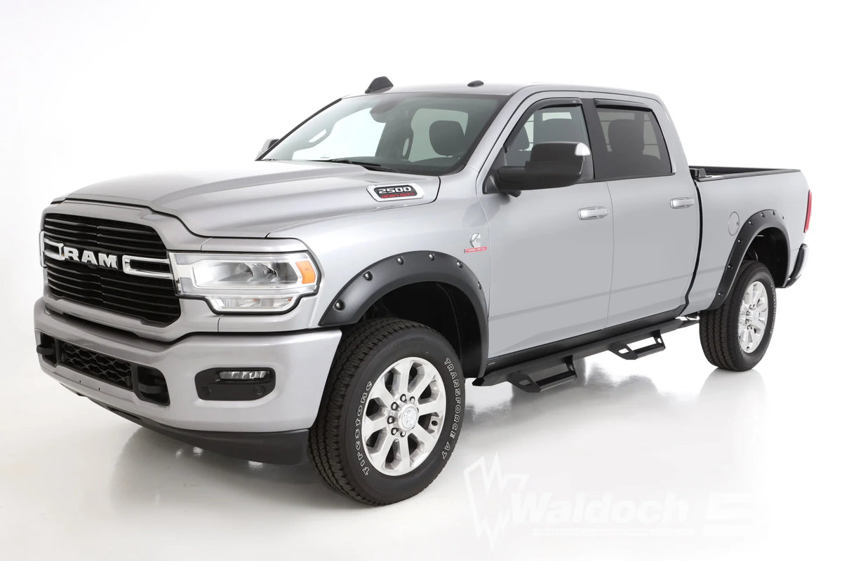 Bushwacker Pocket/Rivet Style Smooth Finish 4-Piece Fender Flare Set for 2019-2020 Ram 2500/3500