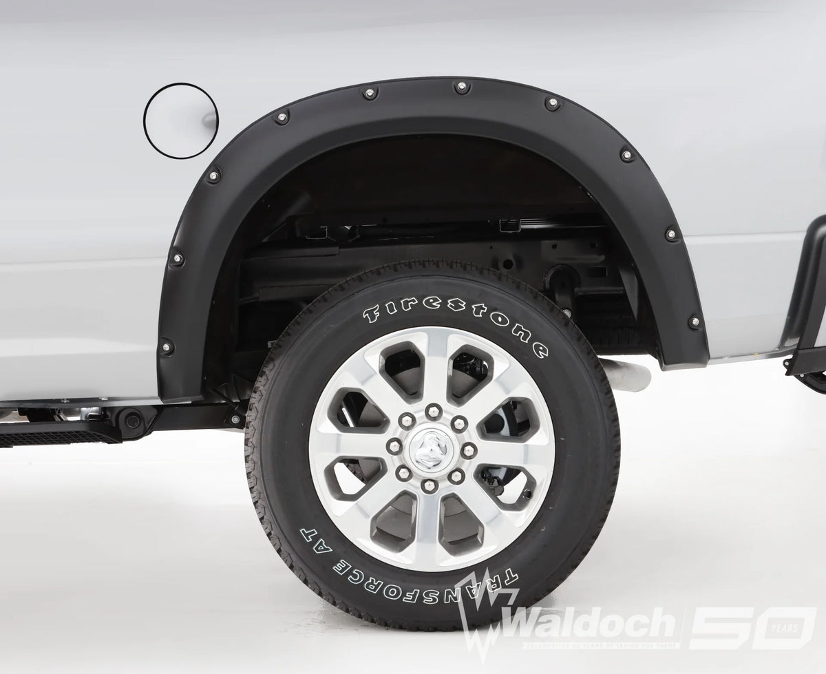Bushwacker Pocket/Rivet Style Smooth Finish 4-Piece Fender Flare Set for 2019-2020 Ram 2500/3500