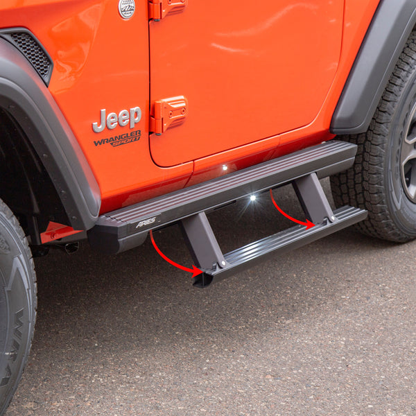 ActionTrac 48.75" Powered Running Boards, Select Jeep Wrangler JL 2-Door