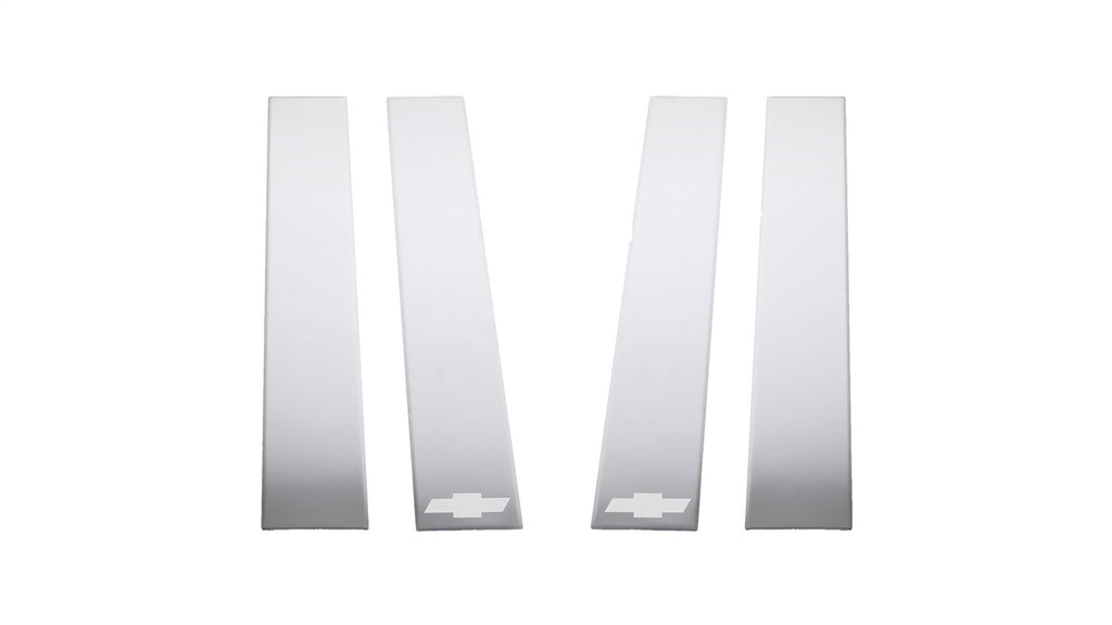GM Stainless Steel Pillar Posts-Chevrolet Silverado HD - Chevrolet Bow Tie Etch - Crew Cab / Double Cab (6 Pcs)