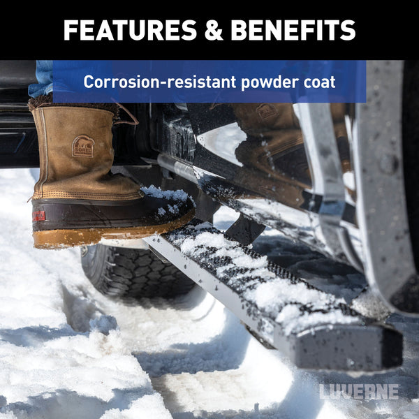 SlimGrip 5" x 88" Black Aluminum Running Boards, Select Nissan Titan, XD