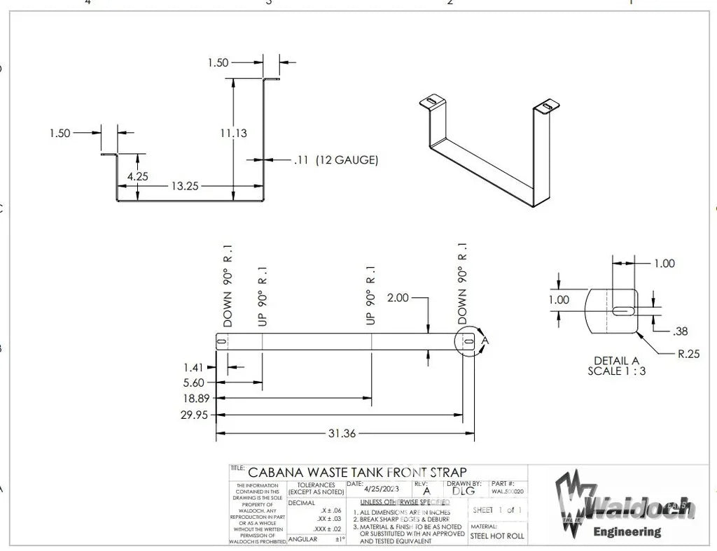 Metal Bracket Kit For Waldoch Underbody Grey / Black Water Tank