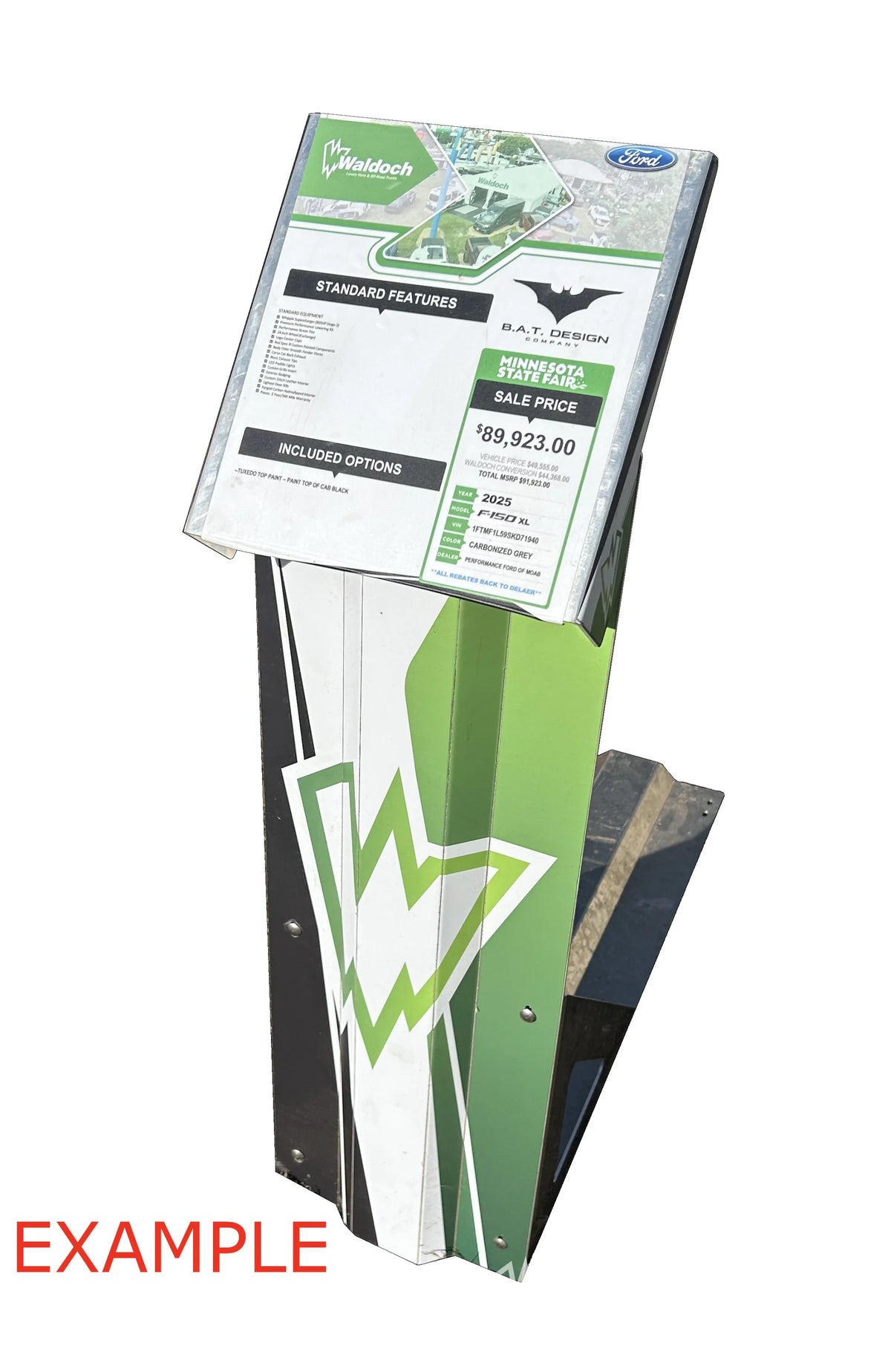 Vehicle Display Stand Aluminum Window Sticker Display Show Custom Car Show Board Display