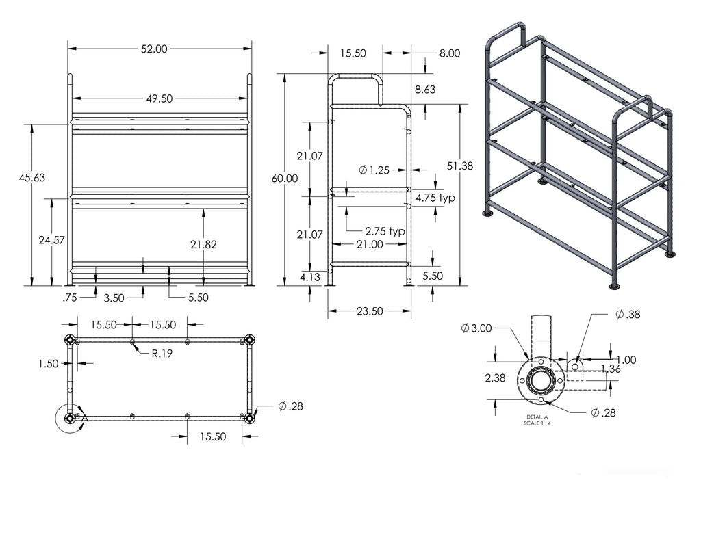 52"X23.50" wide Luggage Rack Airport Shuttle Van Bus Shelves suit case storage side rear Hotel racks