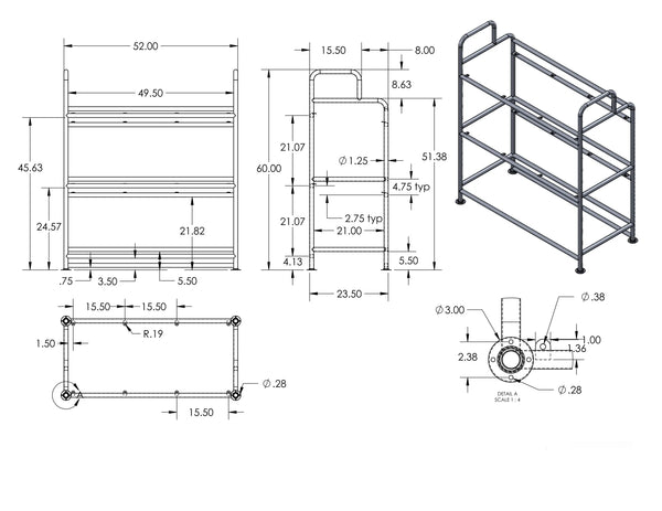 WALDOCH SS LUGGAGE RACK 52 INCH
