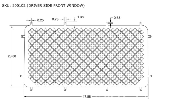 WALDOCH PROMASTER DRIVER SIDE FRONT WINDOW STEEL SCREEN