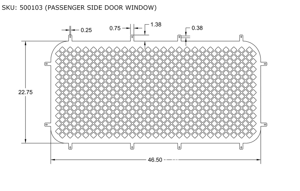 WALDOCH PROMASTER PASSENGER SIDE DOOR WINDOW STEEL SCREEN