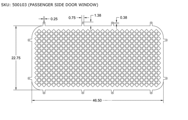 WALDOCH PROMASTER PASSENGER SIDE DOOR WINDOW STEEL SCREEN