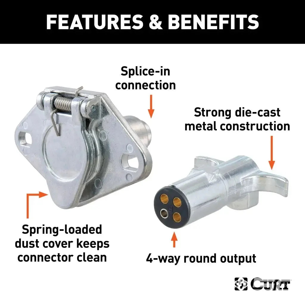 4-Way Round Connector Plug & Socket (Packaged)