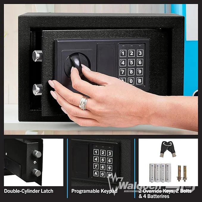 Digital Safe-Electronic Steel Safe with Keypad, 2 Manual Override Keys-Protect Money, Jewelry, Passports-For Home, Business or Travel by Stalwart