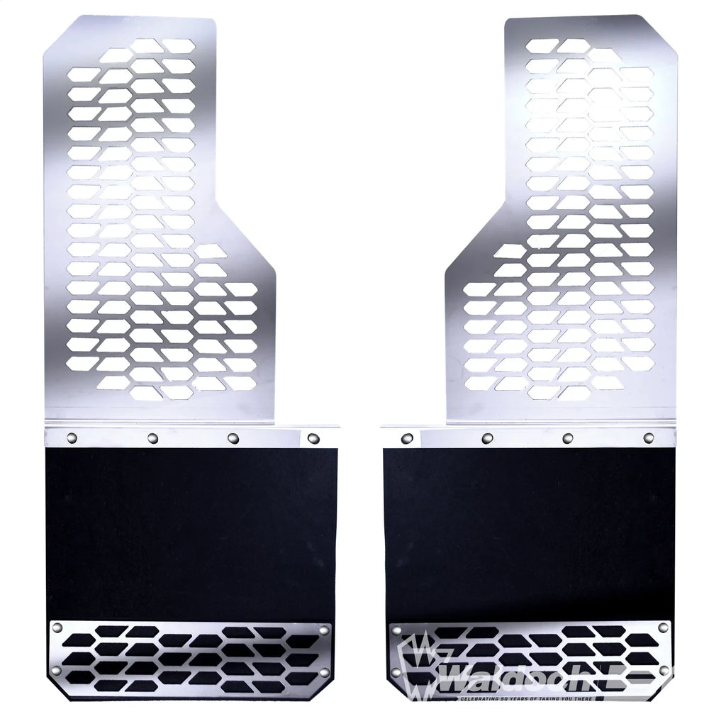 Mud Skins - Polished Stainless Steel (Featuring Hex Shield Pattern)-Ram HD Dually - (Fits Rear) - Set of 2