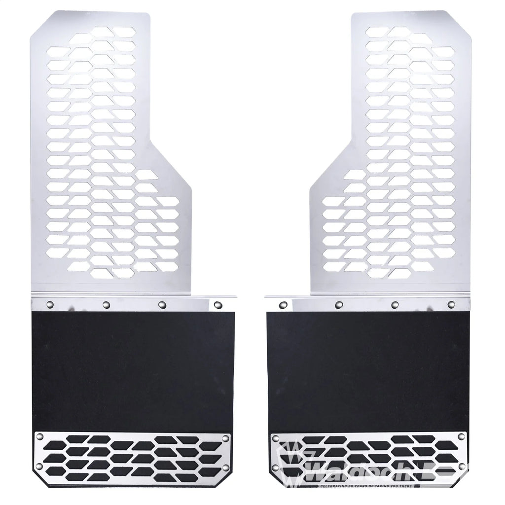 Mud Skins - Brushed Stainless Steel (Featuring Hex Shield Pattern)-Chevrolet Silverado HD / GMC Sierra HD - (Fits Front or Rear) - Set of 2