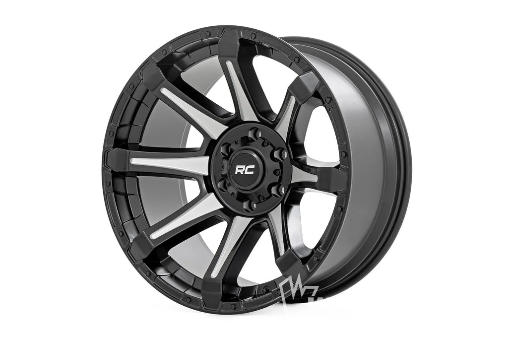 Rough Country 81 Series Wheel | One-Piece | Semi Gloss Black w/machined spokes | 20x9 | 5x150 | +18m