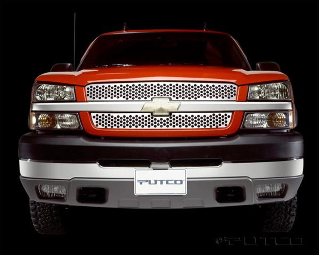 Punch Stainless Steel Grilles-Chevrolet Avalanche (Does not fit vehicles equipped with body cladding)  Punch Stainless Steel Grilles-Chevrolet Silverado 1500 Punch Stainless Steel Grilles-Chevrolet Silverado 2500/3500