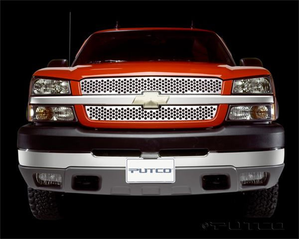 Punch Stainless Steel Grilles-Chevrolet Avalanche (Does not fit vehicles equipped with body cladding)  Punch Stainless Steel Grilles-Chevrolet Silverado 1500 Punch Stainless Steel Grilles-Chevrolet Silverado 2500/3500