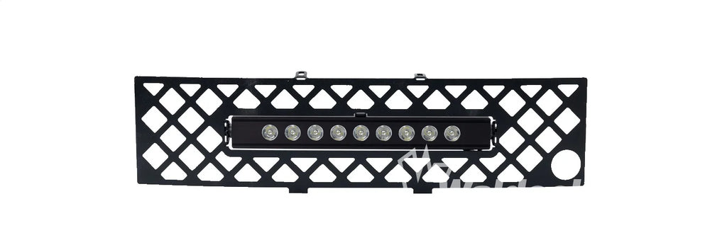 Bumper Grille Inserts-Ford F-150 - EcoBoost GRILLE - Black Stainless Steel Diamond with Heater Plug opening and 10" Luminix Light Bar