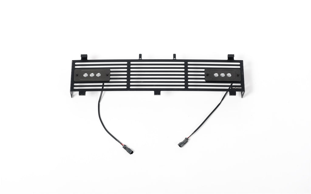 Bumper Grille Inserts-Ford Super Duty - Stainless Steel Black Bar Design w/ Qty 2 - 6" light bars