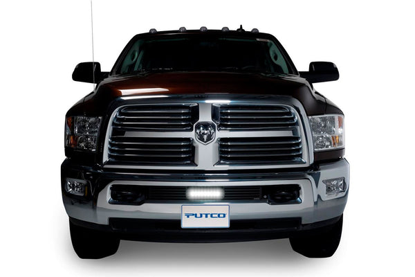 Bumper Grille Inserts-RAM HD - Stainless Steel -  Bar Style with 10" Luminix Light bar Bumper Grille (Black)