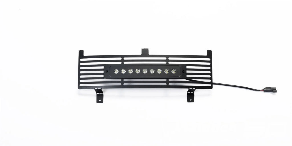 Bumper Grille Inserts-Chevrolet Silverado HD - Stainless -Black Bar Design Bumper Grille with curved flush 10" Light Bar