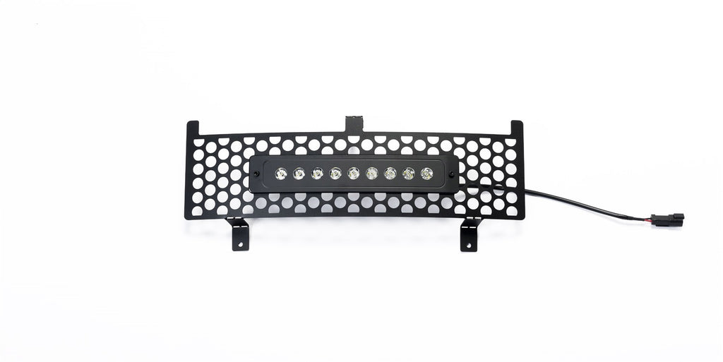 Bumper Grille Inserts-Chevrolet Silverado HD- Stainless -Black Punch Design Bumper Grille with curved flush 10" Light Bar