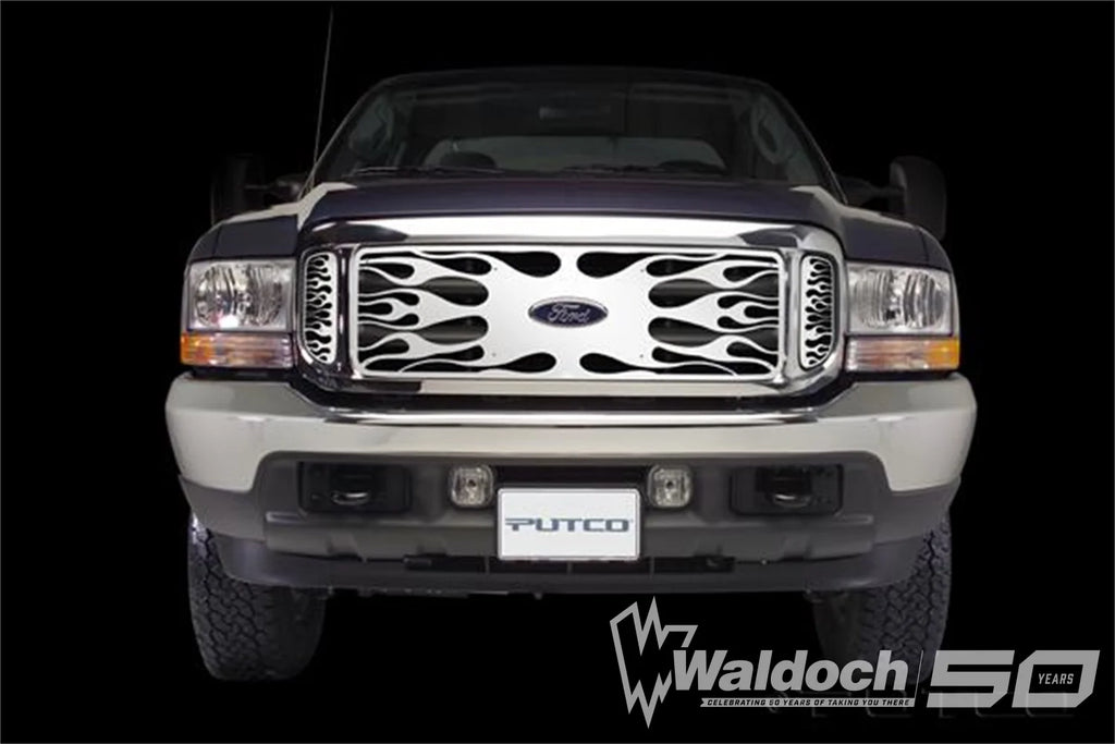 Flaming Inferno Stainless Steel Grilles-Ford Super Duty w/ logo cutout (includes side vents)