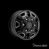 FORD TRANSIT BLACK AND MILLED 16X6 HUNTER DUALLY REAR WHEELS 003-6668RBM CONVERSION VAN WHEEL ULTRA WALDOCH