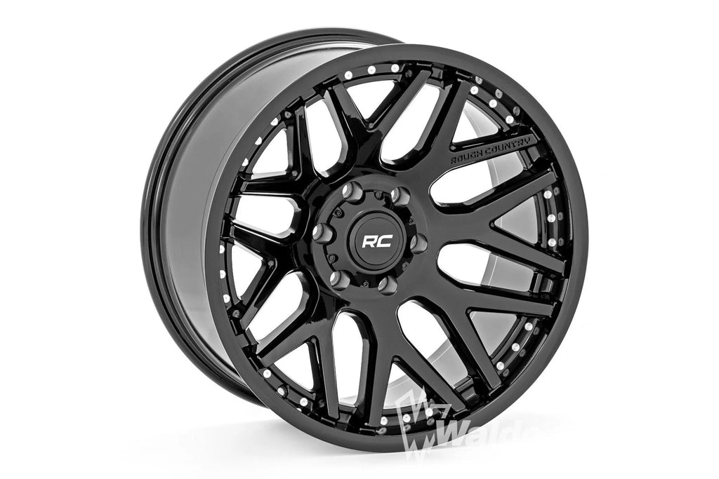 Rough Country 95 Series Wheel | One-Piece | Gloss Black | 22x10 | 6x5.5 | -25mm