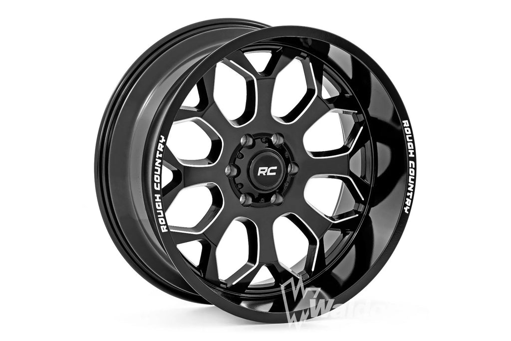 Rough Country 96 Series Wheel | One-Piece | Gloss Black | 20x10 | 8x170 | -19mm